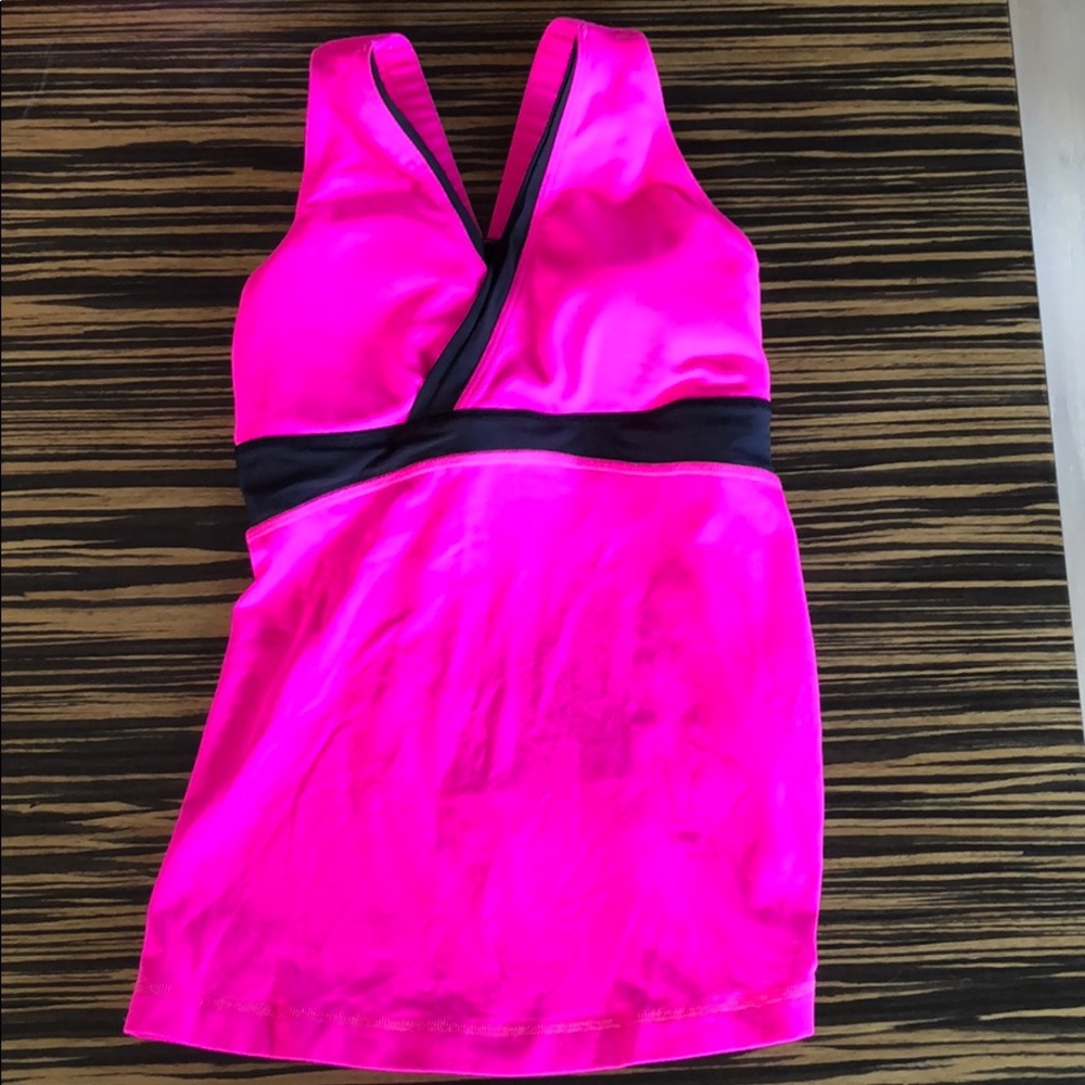 Lululemon hot pink and black workout top. Size 4